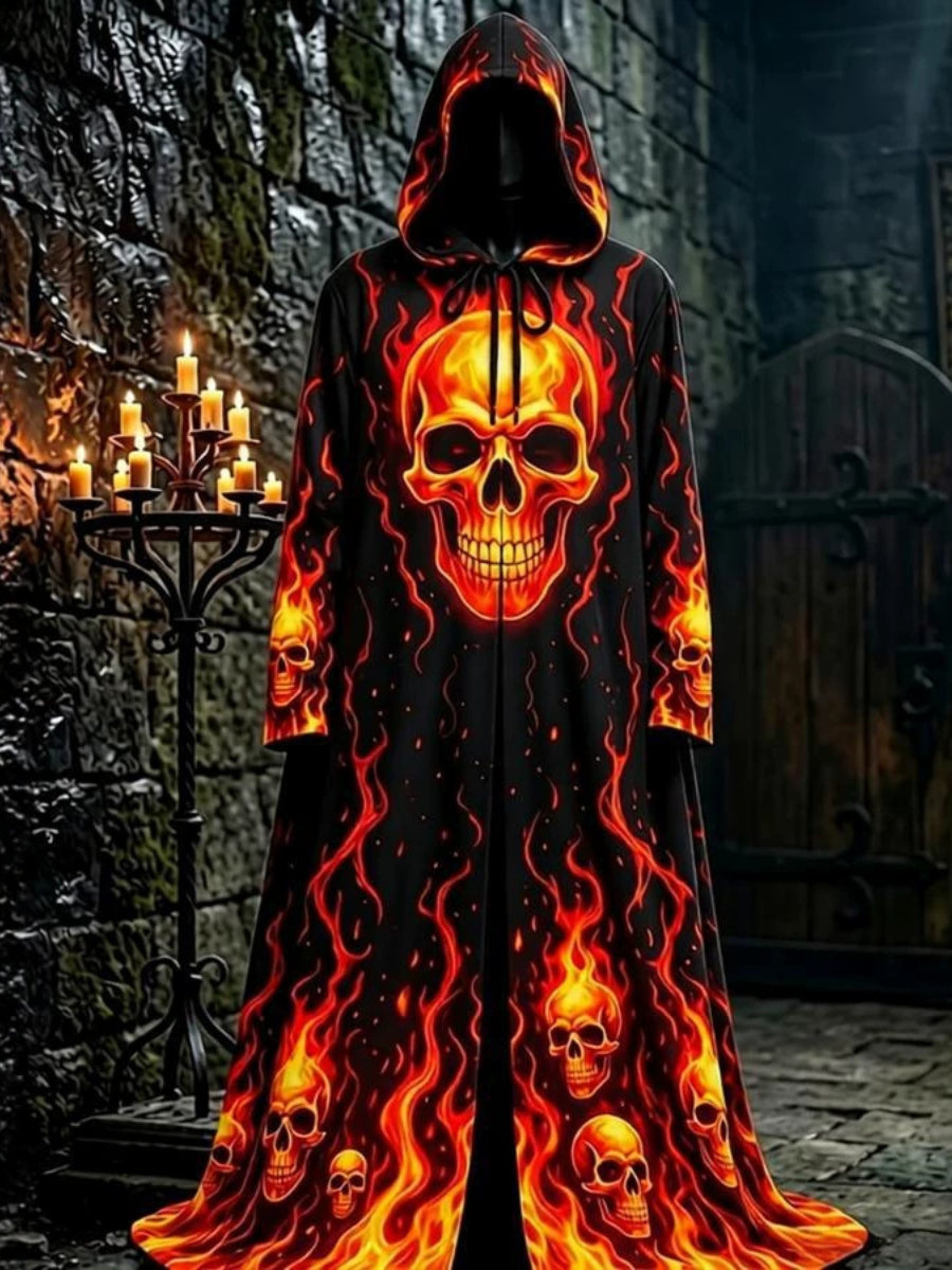 Halloween Gothic Punk Art Print Casual Long Sleeve Cape